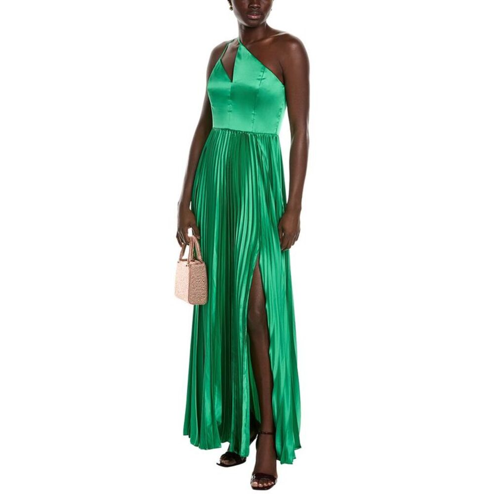 Amur Womens  Khari One-Shoulder Gown, Green